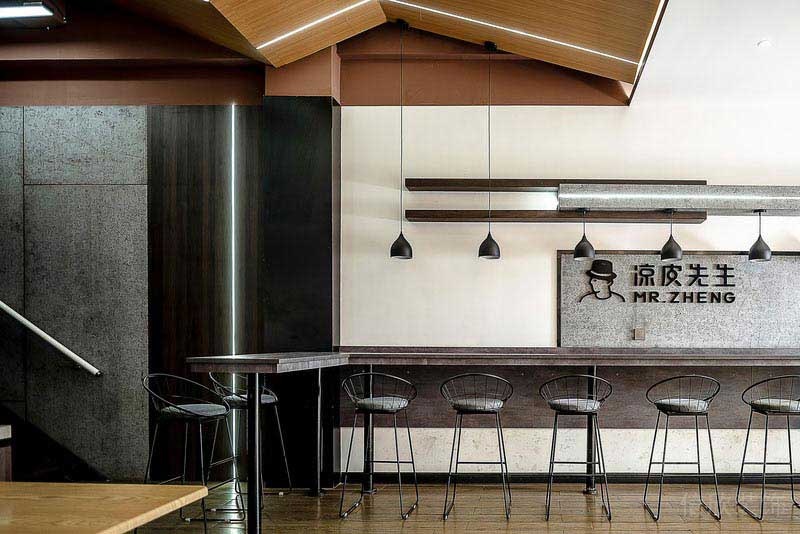 工業(yè)極簡風茶飲空間吧臺