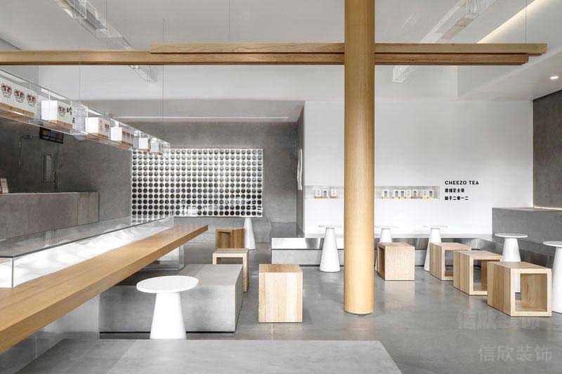 極簡原木風茶飲空間公共區(qū)