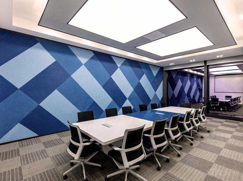 藍(lán)色的會議室背景墻效果