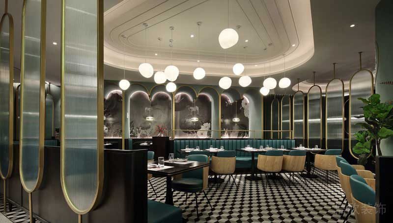 輕奢風(fēng)格餐廳公共區(qū)天花吊燈