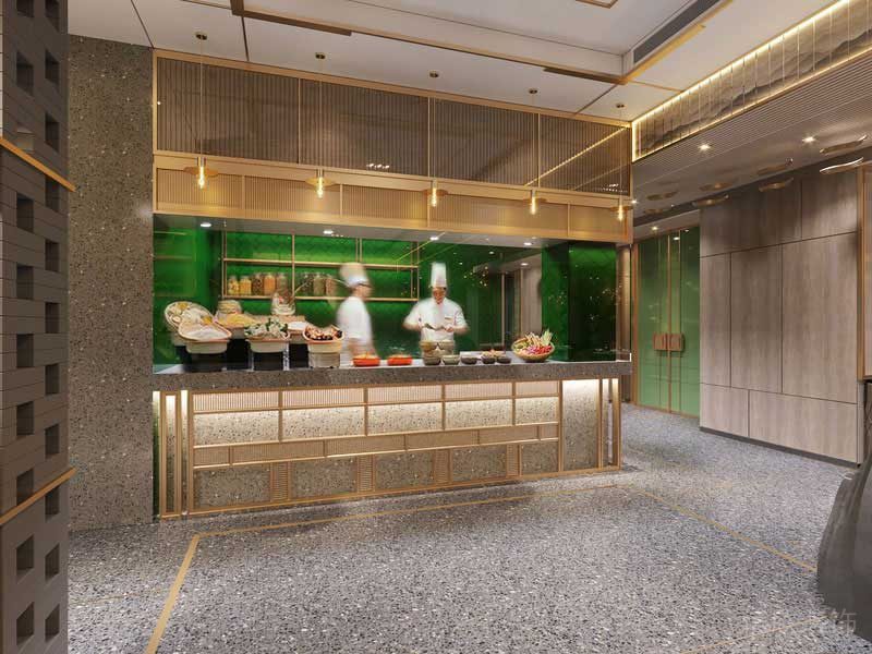 輕奢風(fēng)格餐廳開放式廚房