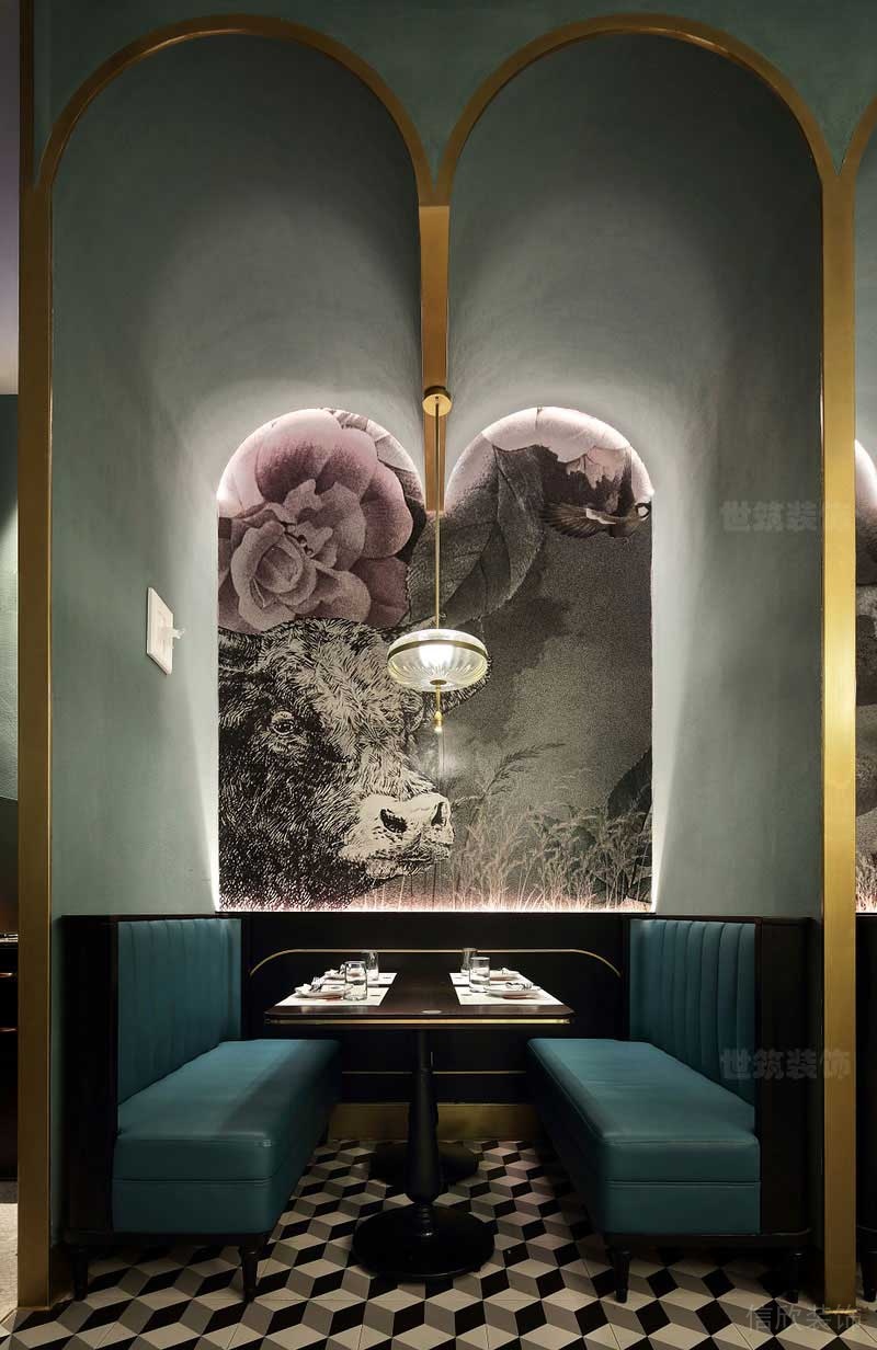 輕奢風(fēng)格豪華餐廳卡座