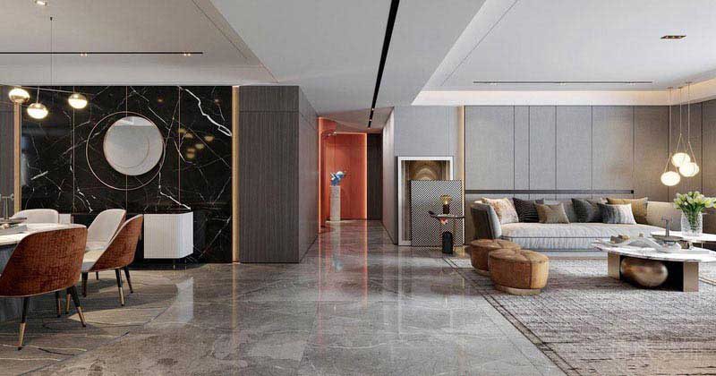 輕奢風(fēng)格樣板間客餐廳