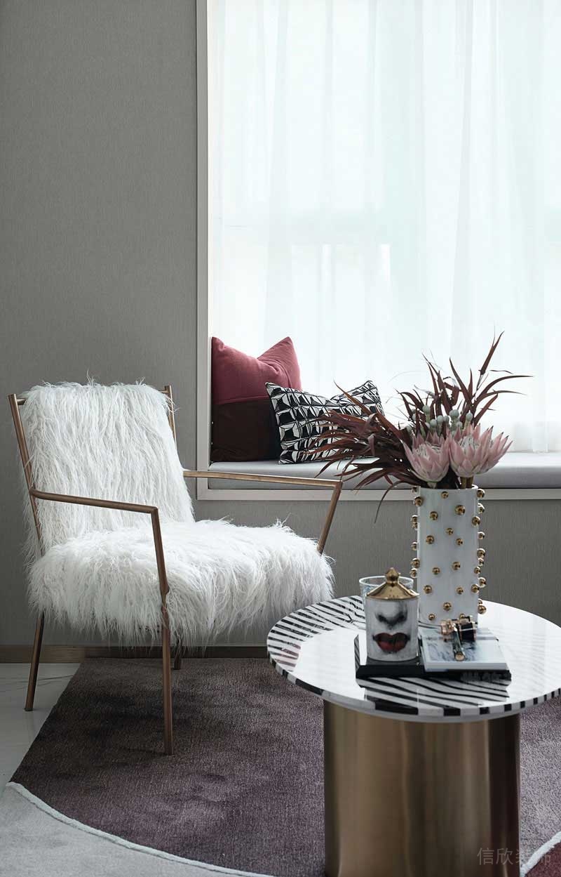 輕奢風格樣板間休閑區(qū)