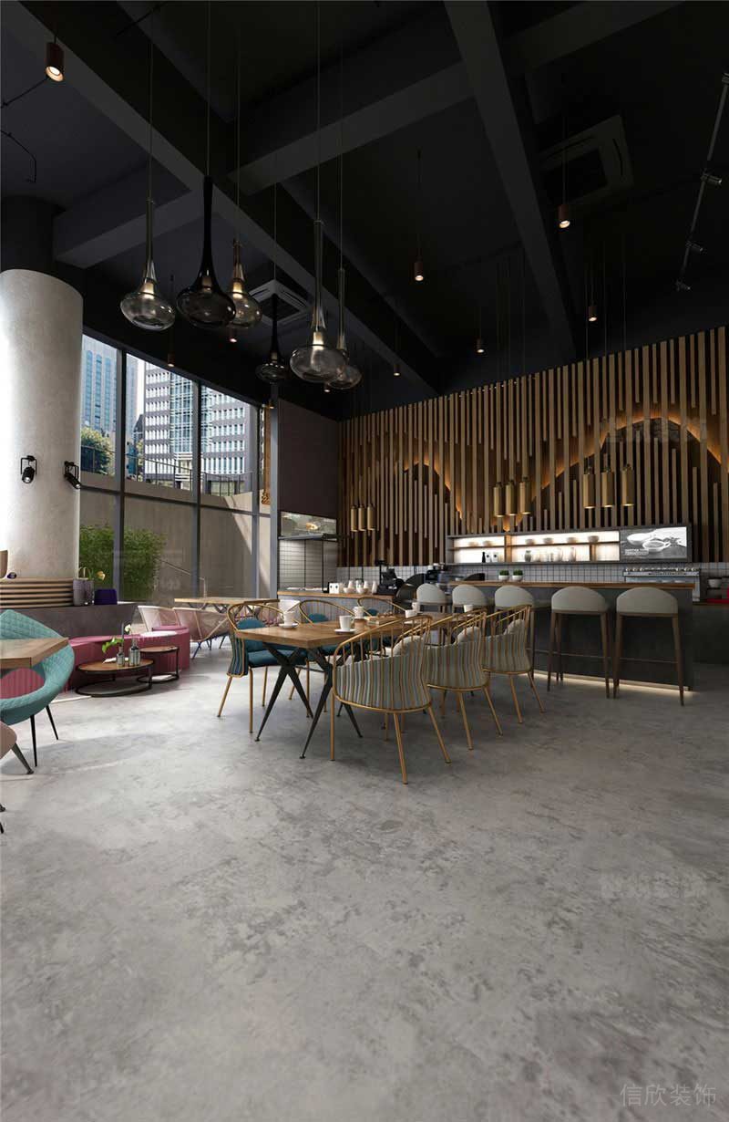 輕奢工業(yè)風餐飲空間休閑區(qū)