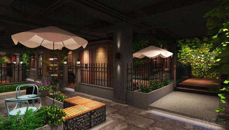 田園風(fēng)格餐廳露天休閑區(qū)