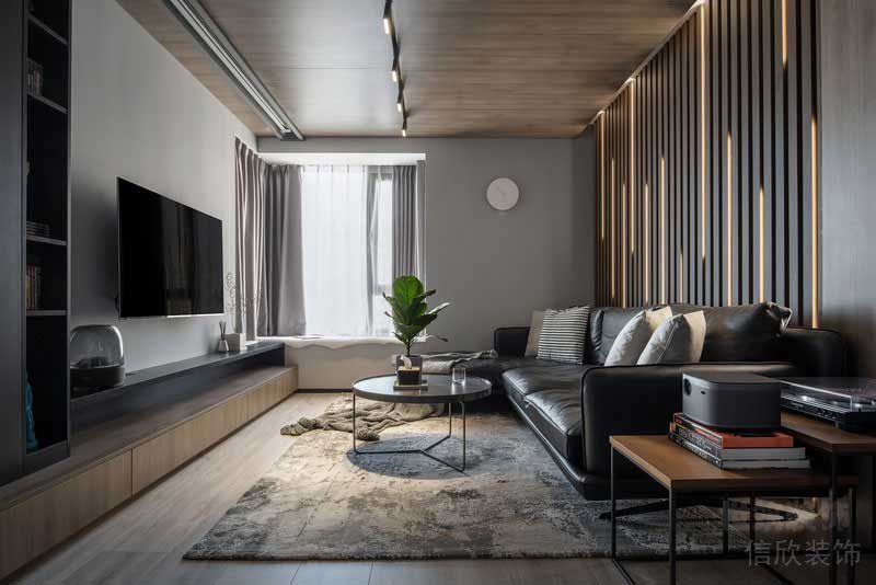 現代啊風格公寓空間客廳沙發(fā)背景墻