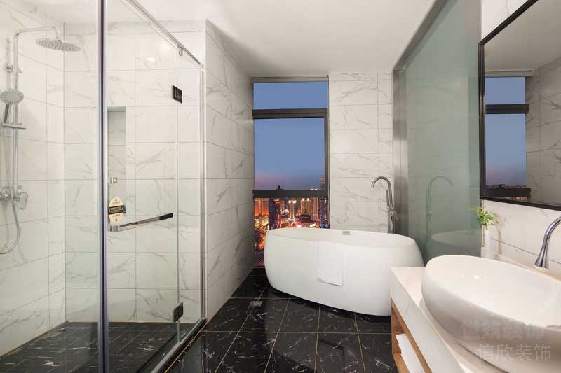 現(xiàn)代風(fēng)格家居主人房衛(wèi)浴空間黑白根大理石地面