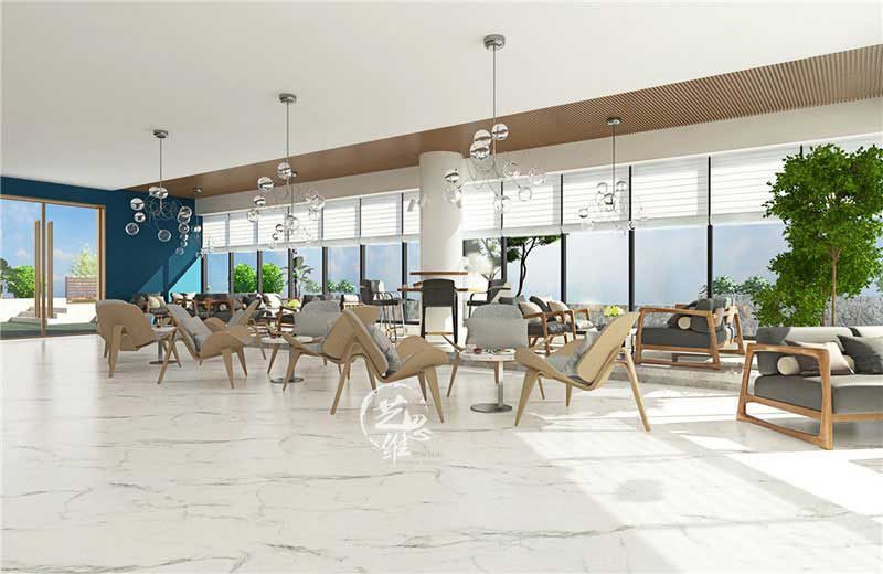 現(xiàn)代原木風(fēng)餐飲空間公共用餐區(qū)桌椅組合