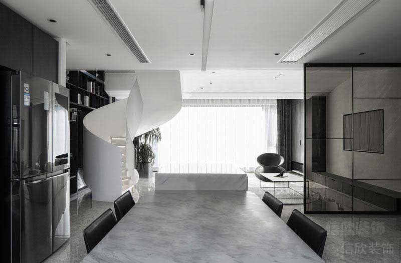 新居后現(xiàn)代風(fēng)黑白灰餐廳效果圖