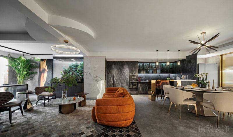 新居現(xiàn)代簡約風(fēng)開放式廚房餐廳效果圖 (2)