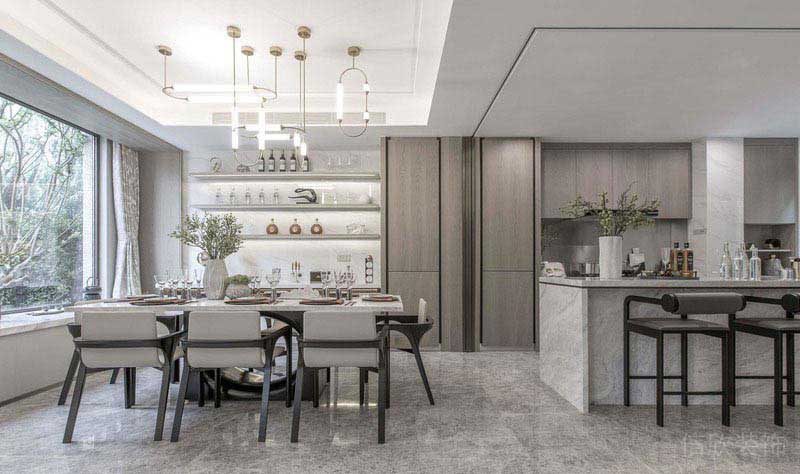 新居現(xiàn)代簡約風(fēng)開放式廚房餐廳效果圖