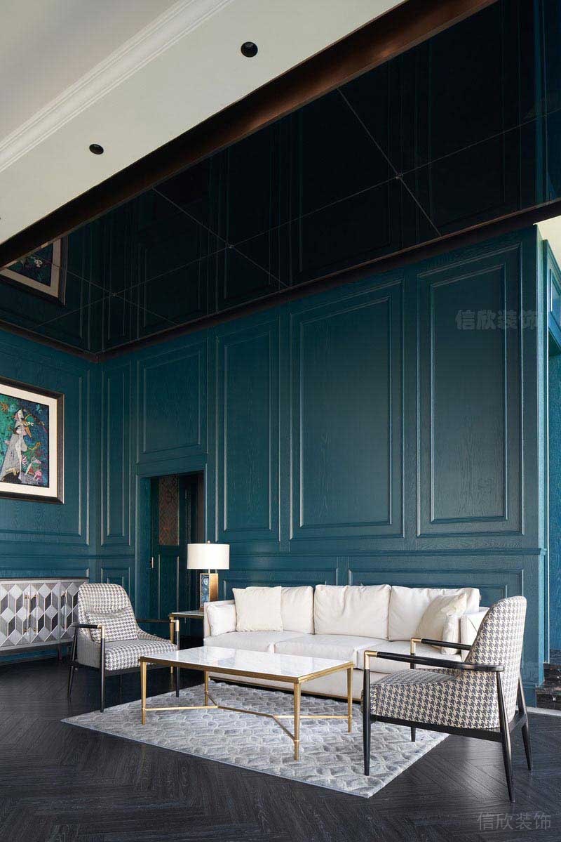 新居現代美式風沙發(fā)背景墻效果圖