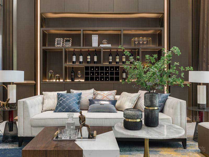 新居現代輕奢風沙發(fā)背景墻效果圖(2)