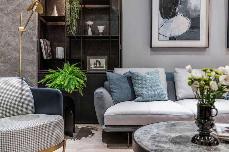 新居現代輕奢風沙發(fā)背景墻效果圖(3)