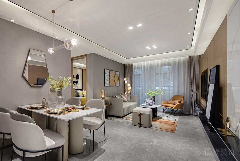 深圳鹽田區現代輕奢風家庭住房裝修設計案例客餐廳 深圳鹽田區現代輕奢風家庭住房裝修設計案例客餐廳