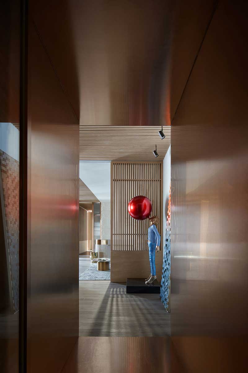 深圳龍華觀瀾新中式辦公室裝修入口處過道