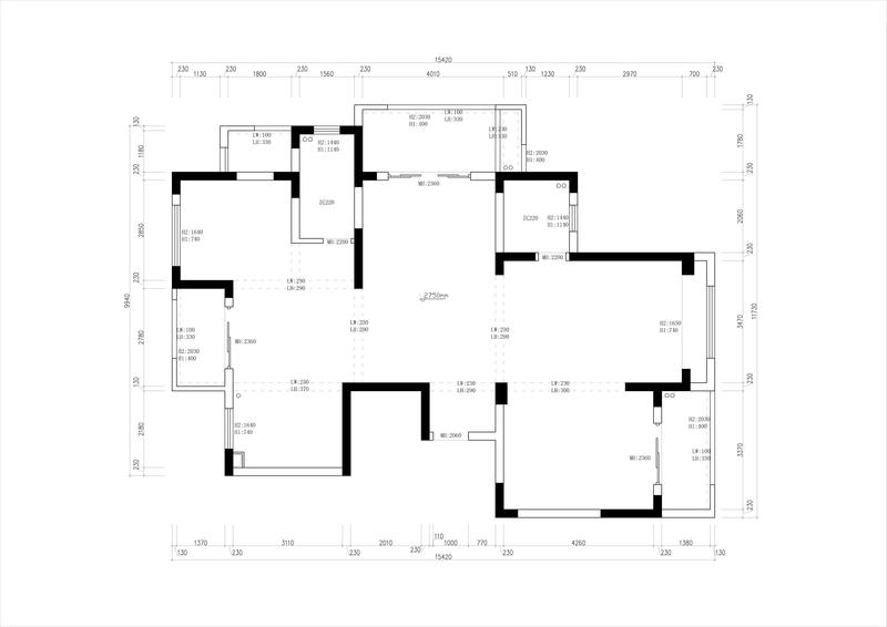 深圳羅湖區(qū)現(xiàn)代簡(jiǎn)約家庭新房裝修原始結(jié)構(gòu)圖