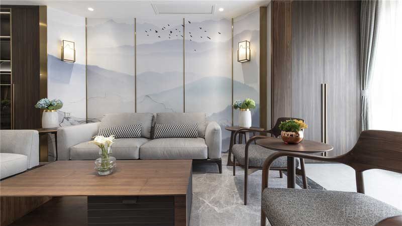 深圳南山新中式風格家居裝修客廳沙發背景墻 深圳南山新中式風格家居裝修客廳沙發背景墻