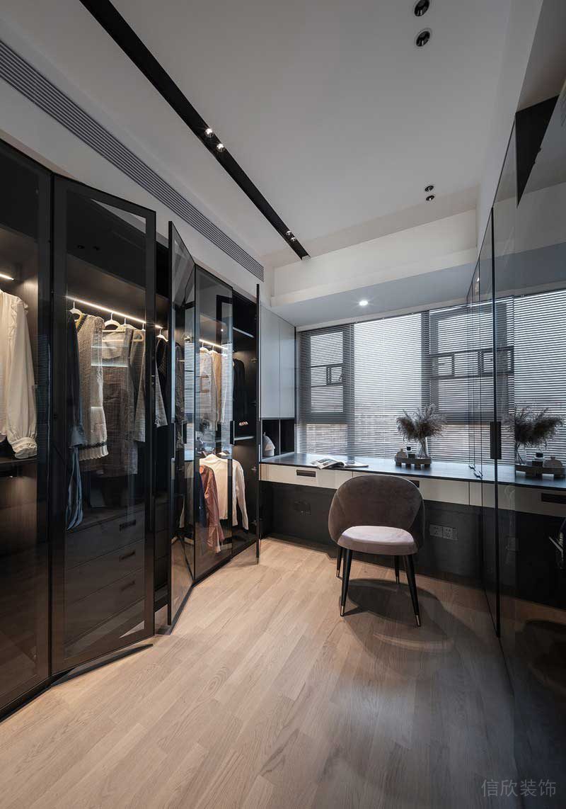 深圳龍崗北歐輕奢風(fēng)家庭新房裝修設(shè)計衣帽間