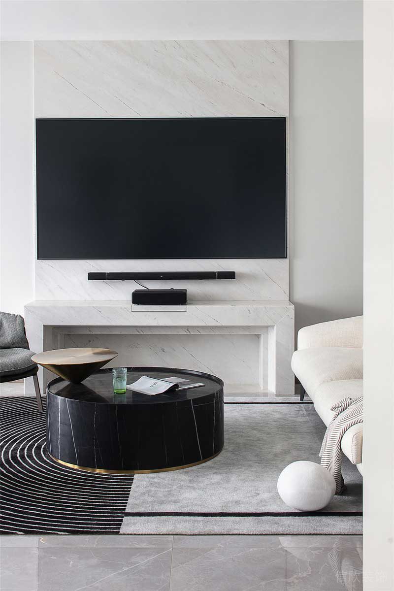 深圳羅湖區黑白色簡約風格家居裝修圖客廳電視背景墻 深圳羅湖區黑白色簡約風格家居裝修圖客廳電視背景墻