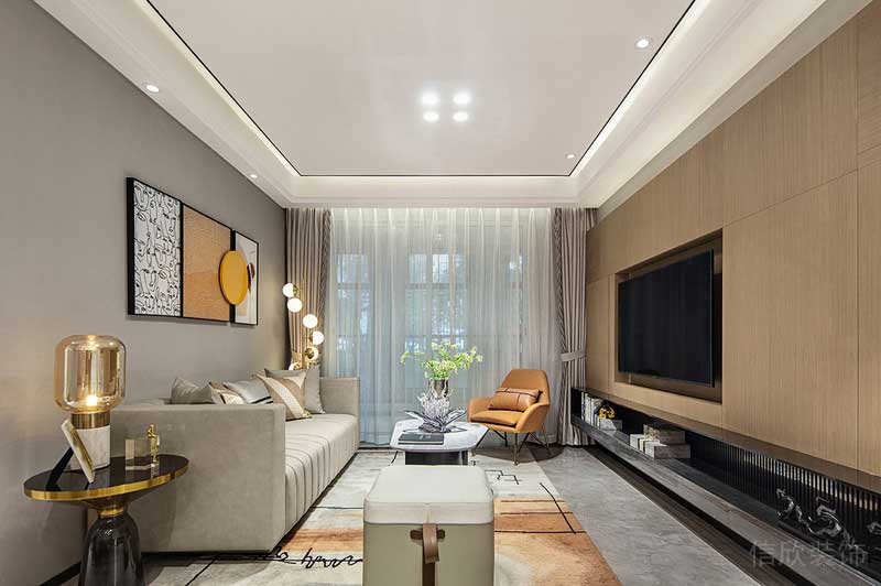 深圳鹽田區現代輕奢風家庭住房裝修設計案例客廳 深圳鹽田區現代輕奢風家庭住房裝修設計案例客廳