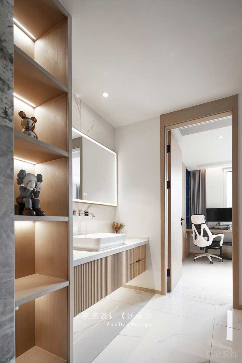 深圳龍崗平湖極簡(jiǎn)北歐風(fēng)家居裝修開(kāi)放式洗手臺(tái)