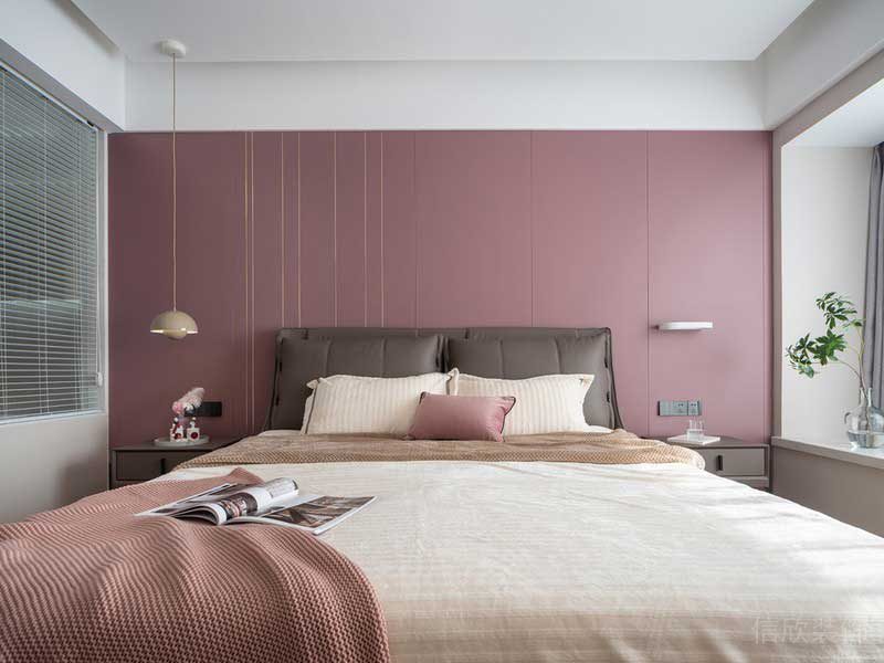 深圳龍崗北歐輕奢風(fēng)家庭新房裝修設(shè)計主臥睡床