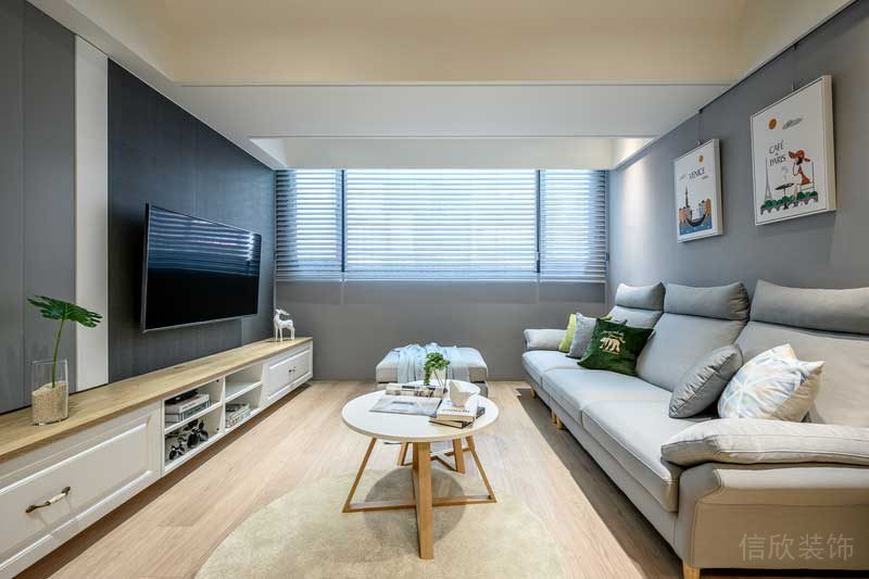 深圳鹽田區(qū)沙頭角北歐風(fēng)格舊房翻新改造裝修客廳