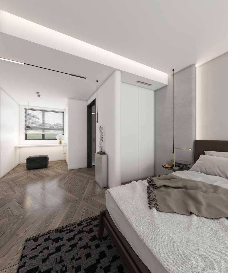 深圳碧桂園現(xiàn)代風(fēng)格樣板間裝修設(shè)計主人房梳妝區(qū)