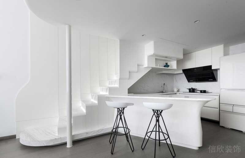 深圳寶安現代白色調家庭裝修案例餐廚天花吊頂 深圳寶安現代白色調家庭裝修案例餐廚天花吊頂