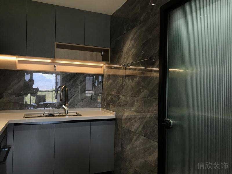 深圳市羅湖區新中式家庭住房舊房改造廚房完工實景圖
