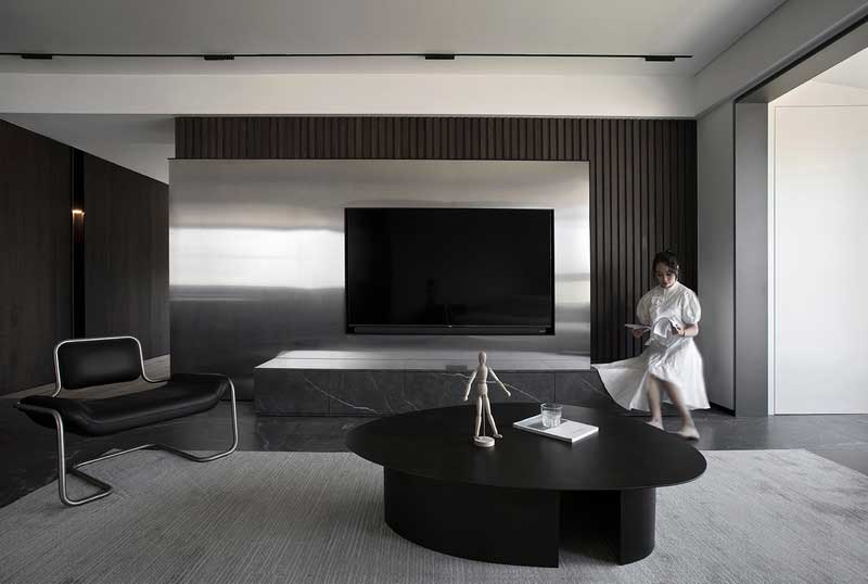 深圳鹽田美式極簡風家庭新房裝修工程案例客廳電視背景墻 深圳鹽田美式極簡風家庭新房裝修工程案例客廳電視背景墻