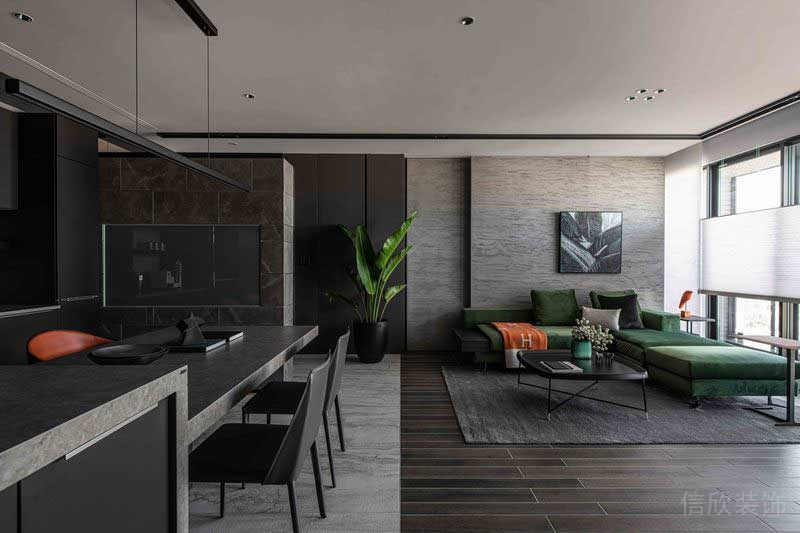 深圳福田區(qū)簡(jiǎn)約美式家庭新房裝修設(shè)計(jì)案例客餐廳效果圖