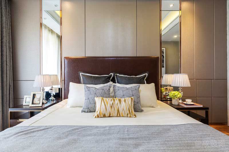 深圳龍華觀瀾現(xiàn)代輕奢家庭別墅裝飾設計次臥床頭背景墻 深圳龍華觀瀾現(xiàn)代輕奢家庭別墅裝飾設計次臥床頭背景墻