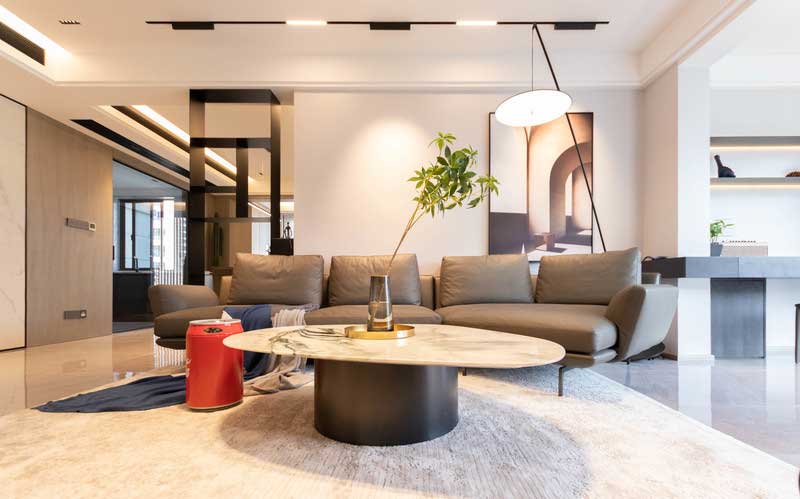 深圳羅湖區(qū)現(xiàn)代簡(jiǎn)約家庭新房裝修客廳家具組合