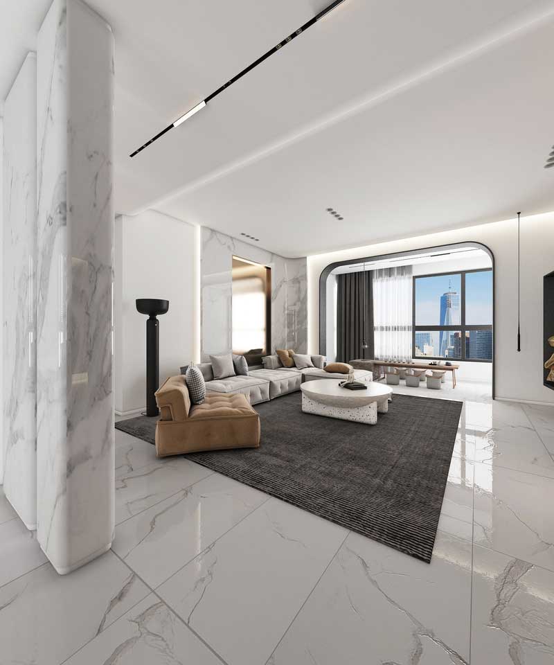 深圳碧桂園現(xiàn)代風(fēng)格樣板間裝修設(shè)計客廳沙發(fā)背景墻