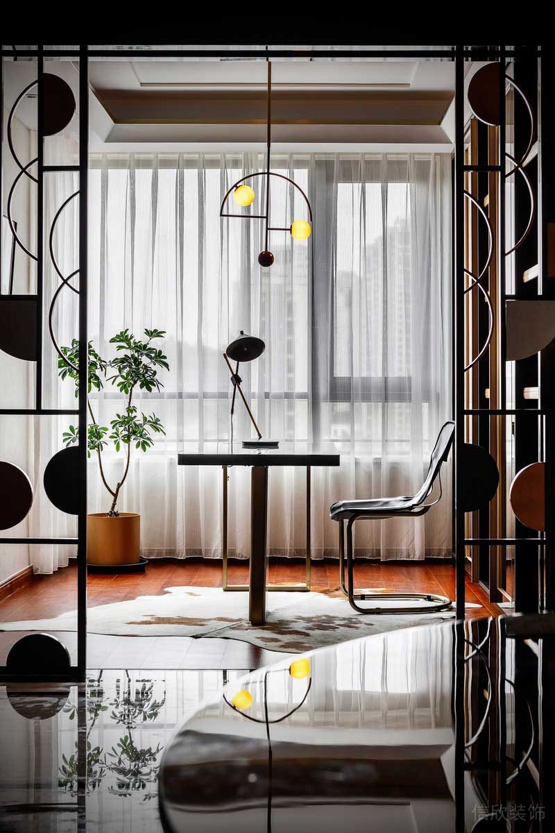 深圳龍華家裝復古輕奢風裝修設計書桌 深圳龍華家裝復古輕奢風裝修設計書桌