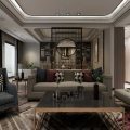 深圳市羅湖區(qū)新中式家庭住房舊房改造客廳效果圖