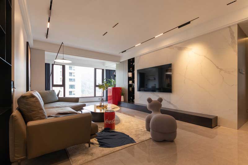 深圳羅湖區(qū)現(xiàn)代簡(jiǎn)約家庭新房裝修客廳光影效果