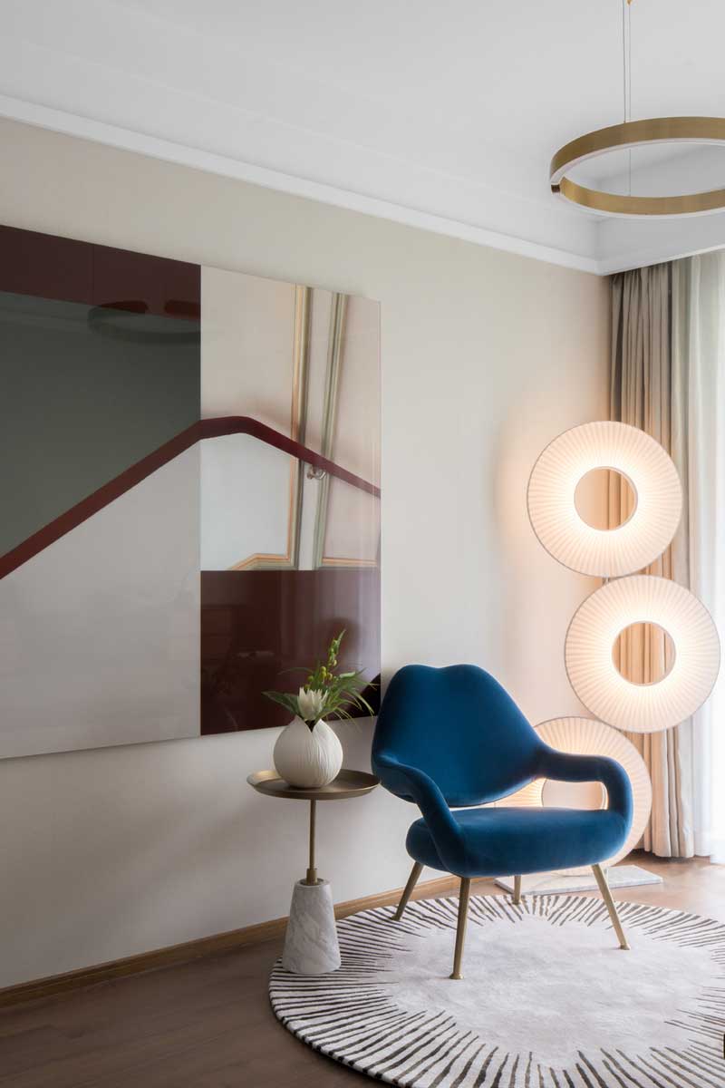 深圳羅湖萬科三居室輕奢風格樣板房設計案例休閑區(qū)