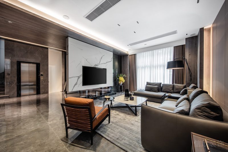 深圳南山極簡(jiǎn)風(fēng)格家庭三居室裝修設(shè)計(jì)圖客廳效果圖