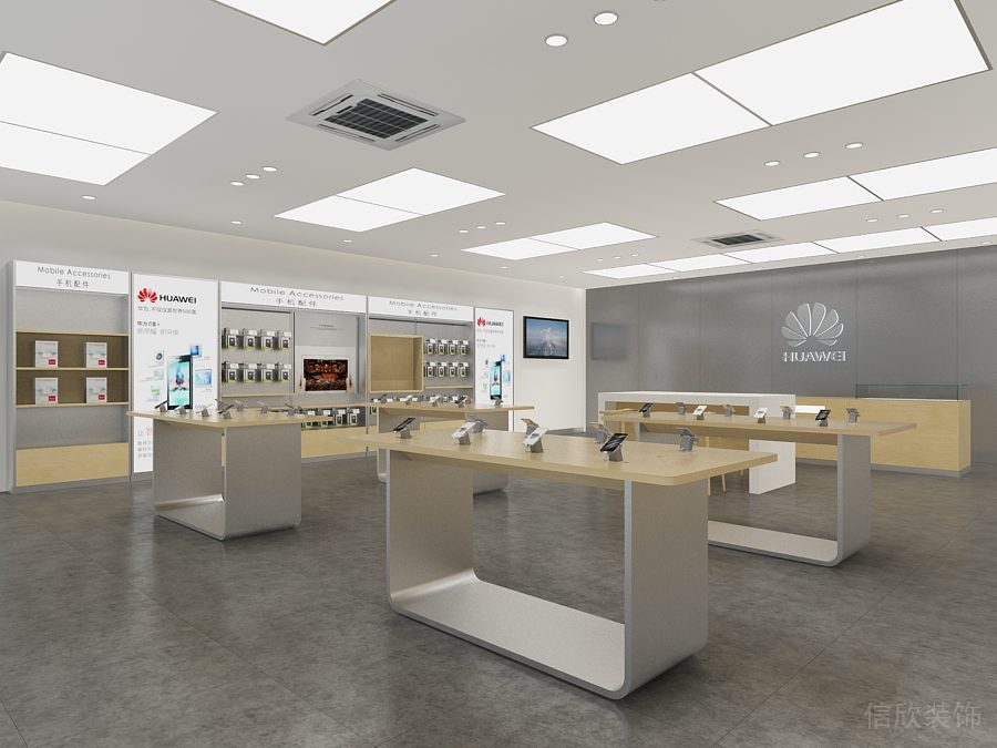 Coco Par華為專賣店裝修設(shè)計(jì)中島展柜