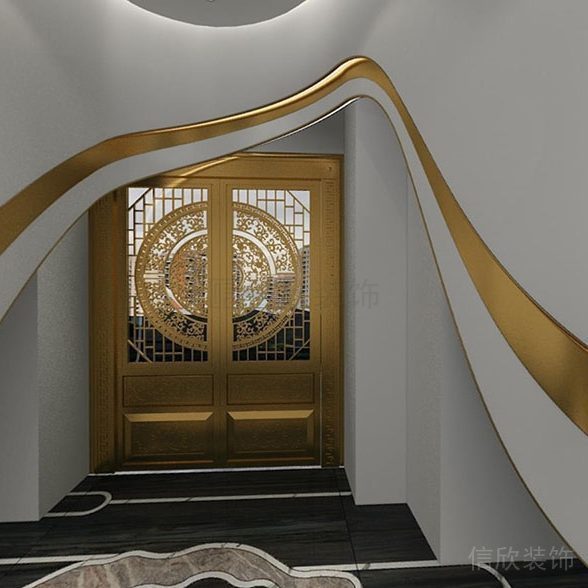 福田新洲美容院裝修設(shè)計金色大門 588x588