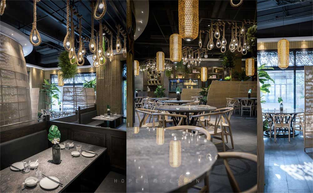 深圳鹽田混搭風(fēng)美食廣場(chǎng)裝修設(shè)計(jì)藝術(shù)吊燈
