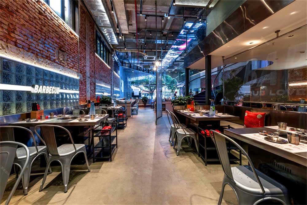 工業風烤肉店餐飲裝修設計實景案例地面鋪設 工業風烤肉店餐飲裝修設計實景案例地面鋪設