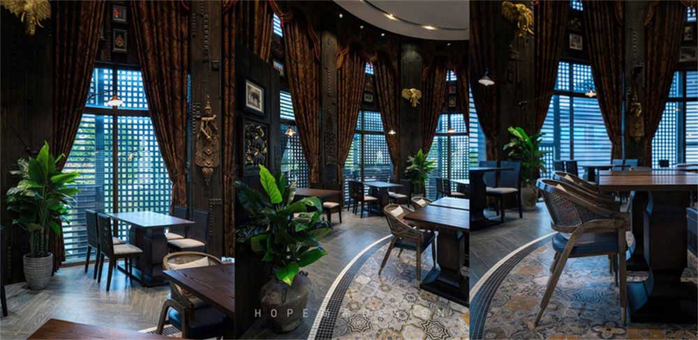 深圳鹽田混搭風(fēng)美食廣場(chǎng)裝修設(shè)計(jì)定制窗簾