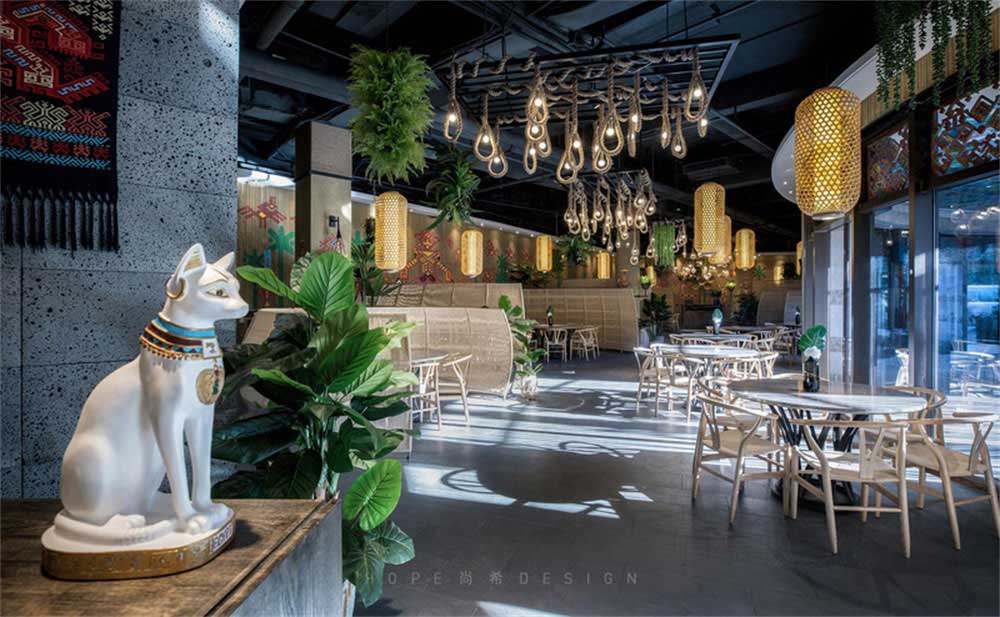 深圳鹽田混搭風(fēng)美食廣場(chǎng)裝修設(shè)計(jì)田園風(fēng)主題用餐大廳