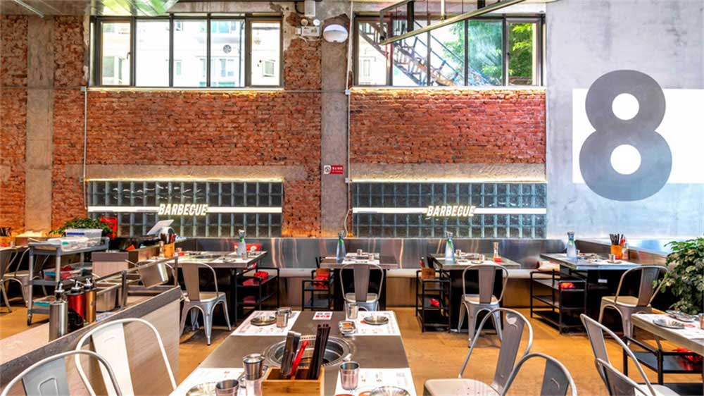 工業風烤肉店餐飲裝修設計實景案例卡座 工業風烤肉店餐飲裝修設計實景案例卡座