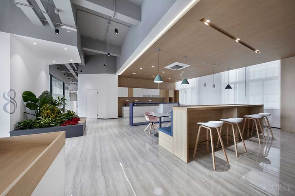 寶安區(qū)朗峻廣場(chǎng)現(xiàn)代簡(jiǎn)約風(fēng)格辦公室裝修設(shè)計(jì)吧臺(tái)休閑區(qū)